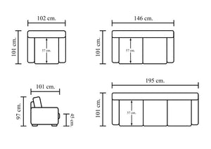 XL Sofa Chesterfield 3-Sitzer Couch Sting Deluxe Ledersofa Salottini
