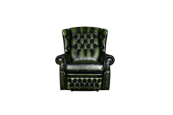 VERKÜRZTE LIEFERZEIT Chesterfield Ohrensessel Stunning Recliner Relaxsessel Motor Salottini Grün