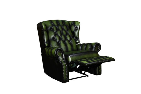 VERKÜRZTE LIEFERZEIT Chesterfield Ohrensessel Stunning Recliner Relaxsessel Motor Salottini Grün