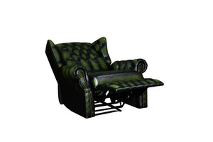VERKÜRZTE LIEFERZEIT Chesterfield Ohrensessel Stunning Recliner Relaxsessel Motor Salottini Grün