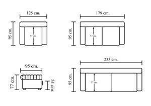 XL Chesterfield Themse Deluxe Sofagarnitur (3/2/1 oder 3/1/1) Ledergarnitur Salottini (Rollen)