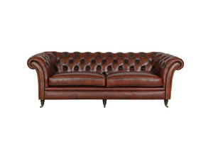 XL Chesterfield Themse Deluxe Sofagarnitur (3/2/1 oder 3/1/1) Ledergarnitur Salottini (Rollen)