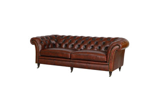 XL Chesterfield Themse Deluxe Sofagarnitur (3/2/1 oder 3/1/1) Ledergarnitur Salottini (Rollen)