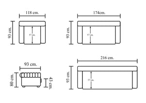 Chesterfield Trent Deluxe XL Sofagarnitur (3/2/1 oder 3/1/1) Ledergarnitur Salottini