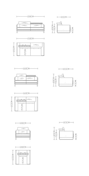 Luxus XL Sofagarnitur Turin (3/2/1 oder 3/1/1) Leder Polstergarnitur Salottini