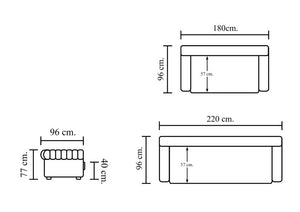 Chesterfield Vincent Deluxe Sofagarnitur 3/2 Ledergarnitur Salottini