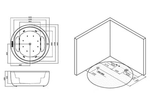2 Personen Designer Whirlpool 161x161 Queensland Badewanne Sonderpreis
