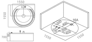 2 Personen INDOOR Whirlpool 155x155 Austin 2 Sonderpreis (mit Schürze) (WEIß)