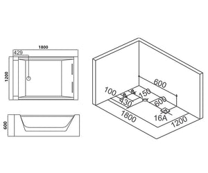 Luxus 2 Personen Whirlpool Canberra 180x120 Badewanne Whirlwanne