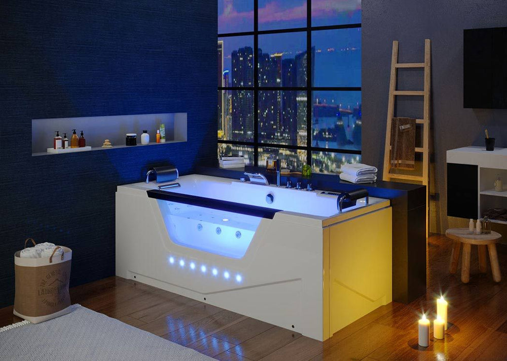 Whirlpool für 1 Person 180x80 Dallas Badewanne (Bullauge) Whirlwanne Sonderpreis