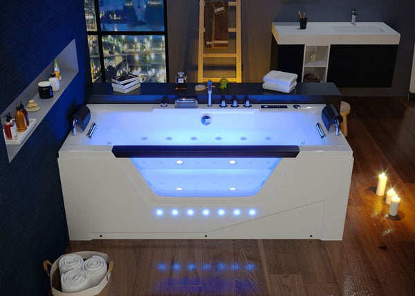 Whirlpool für 1 Person 180x80 Dallas Badewanne (Bullauge) Whirlwanne Sonderpreis