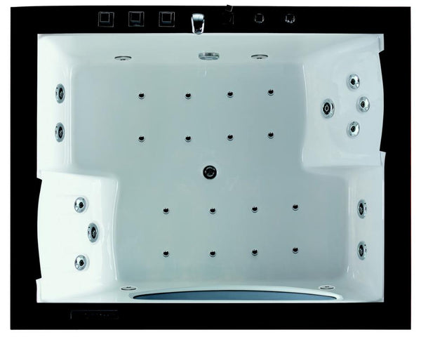 Luxus XL 2 Personen Whirlpool Hobart 2 185x150 Badewanne Holzrand Whirlwanne schwarz