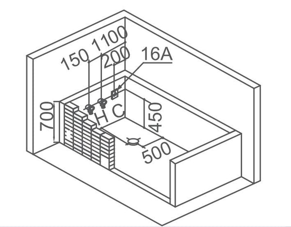 XL 2 Personen Whirlpool Jackson 190x150 Badewanne Vollausstattung (Bodeneinbau)