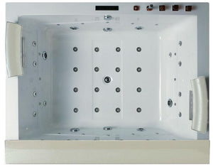 XL 2 Personen Whirlpool Jackson 190x150 Badewanne Marmor Vollausstattung (weiß)