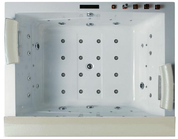 XL 2 Personen Whirlpool Jackson 190x150 Badewanne Marmor Vollausstattung (weiß)