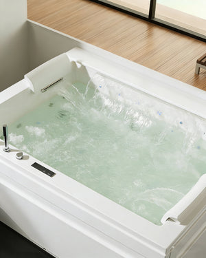 Extragroßer 2 Personen Whirlpool Jackson 190x150 Badewanne Marmor Vollausstattung (weiß)
