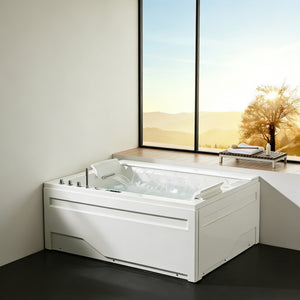 Extragroßer 2 Personen Whirlpool Jackson 190x150 Badewanne Marmor Vollausstattung (weiß)