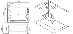 SOFORT LIEFERBAR 2 Personen Whirlpool Jackson 190x150 Badewanne Vollausstattung SONDERPREIS