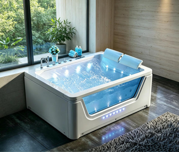 Luxus 2 Personen Whirlpool Oklahoma 170x120 Badewanne Whirlwanne weiß