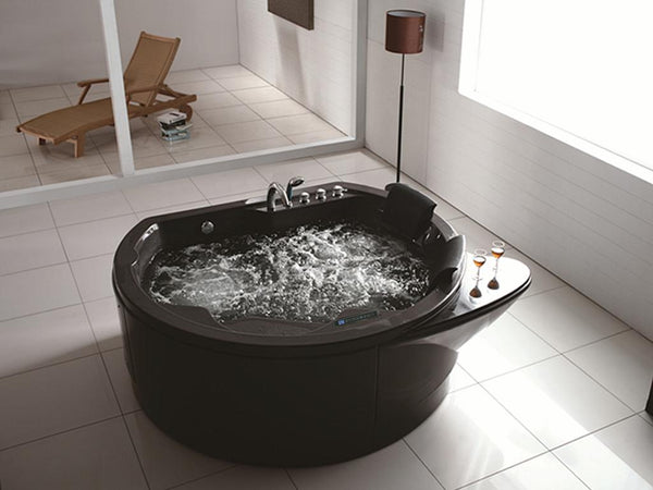 XL 2 Personen Whirlpool Perth 198x162 Badewanne Whirlwanne freistehend schwarz