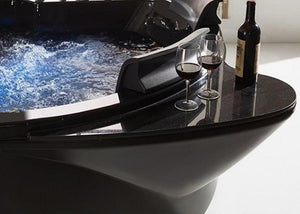 XL 2 Personen Whirlpool Perth 198x162 Badewanne Whirlwanne freistehend schwarz