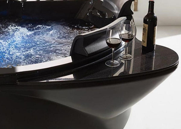 XL 2 Personen Whirlpool Perth 198x162 Badewanne Whirlwanne freistehend schwarz