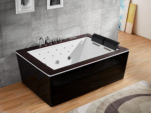 XL 2 Personen Whirlpool Riverside 180x130 Badewanne Whirlwanne freistehend schwarz
