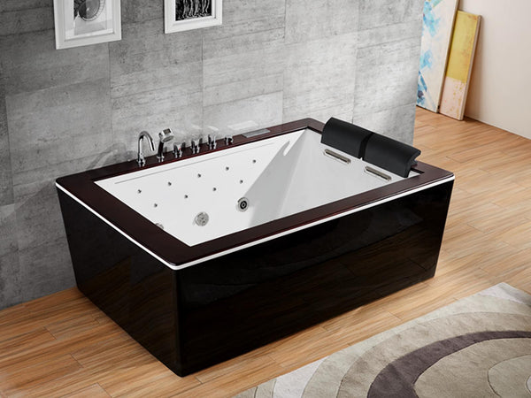 XL 2 Personen Whirlpool Riverside 180x130 Badewanne Whirlwanne freistehend schwarz