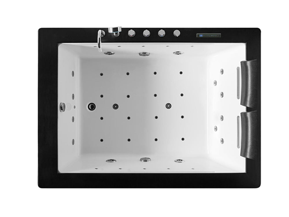 XL 2 Personen Whirlpool Riverside 180x130 Badewanne Whirlwanne freistehend schwarz