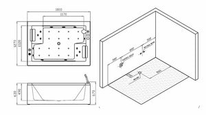 Exklusiver 2 Personen Whirlpool 181x127 Sydney Badewanne Sonderpreis