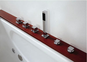 Whirlpool für 1 Person 180x89 Texas Badewanne (Bullauge & Echtholzrand) Whirlwanne Sonderpreis