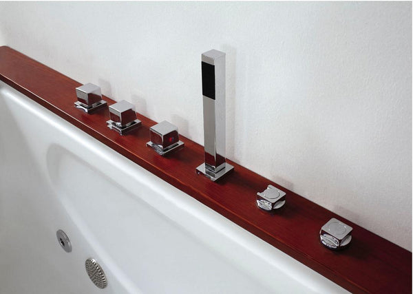 Whirlpool für 1 Person 180x89 Texas Badewanne (Bullauge & Echtholzrand) Whirlwanne Sonderpreis