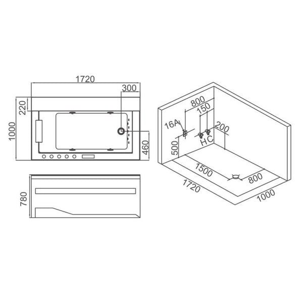 Edler 1 Personen Whirlpool Victoria 172x100 Badewanne Whirlwanne (weiß)
