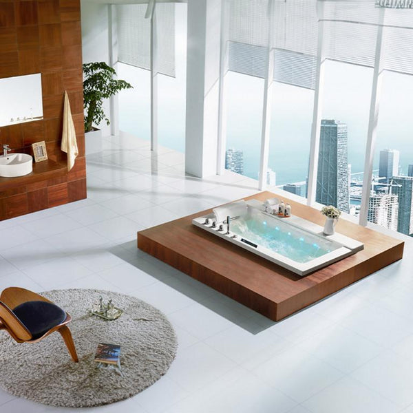 1 Person Luxus Whirlpool Victoria 172x100 Badewanne Marmor (weiß & ohne Schürze)