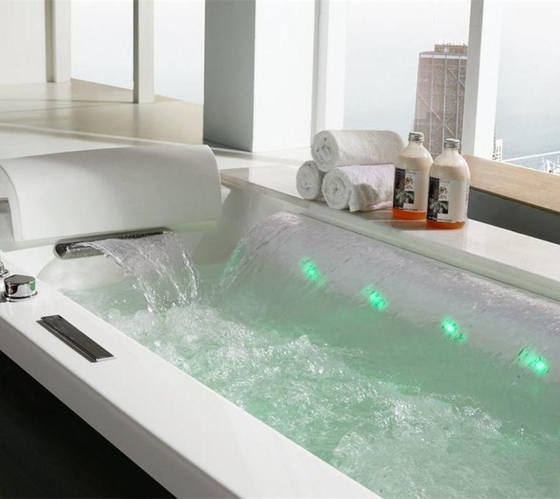 1 Person Luxus Whirlpool Victoria 172x100 Badewanne Marmor (weiß & ohne Schürze)