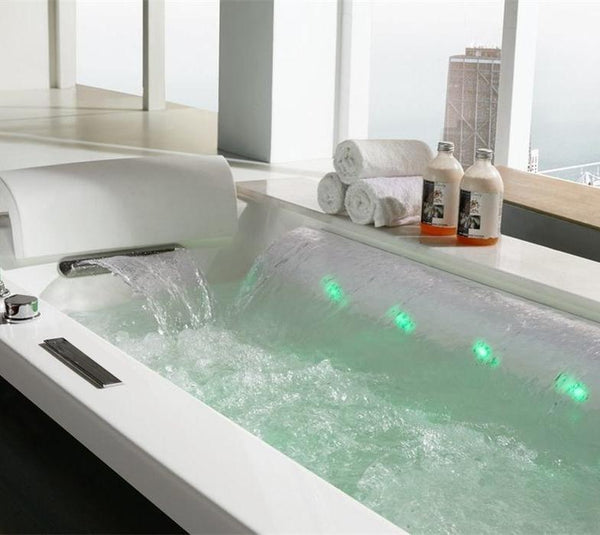 1 Person Luxus Whirlpool Victoria 172x100 Badewanne Marmor (weiß & ohne Schürze)