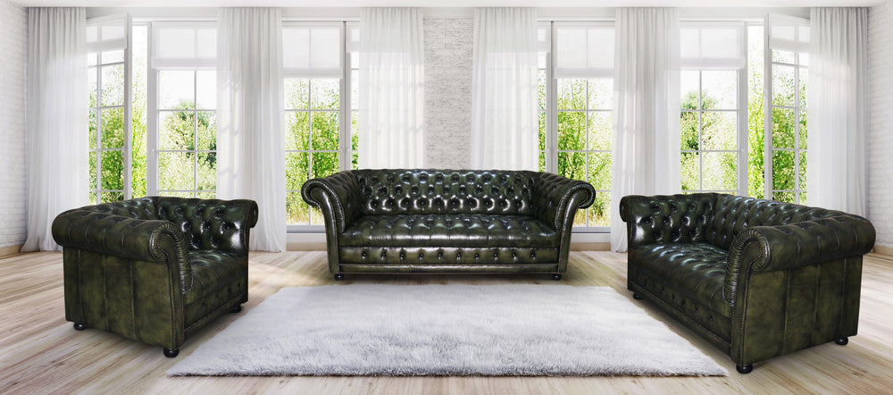 Chesterfield Winchester Sofagarnitur (3/2/1 oder 3/1/1) XL Ledergarnitur Salottini Deluxe